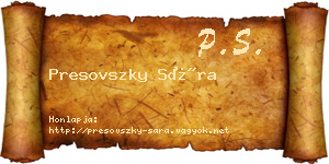 Presovszky Sára névjegykártya